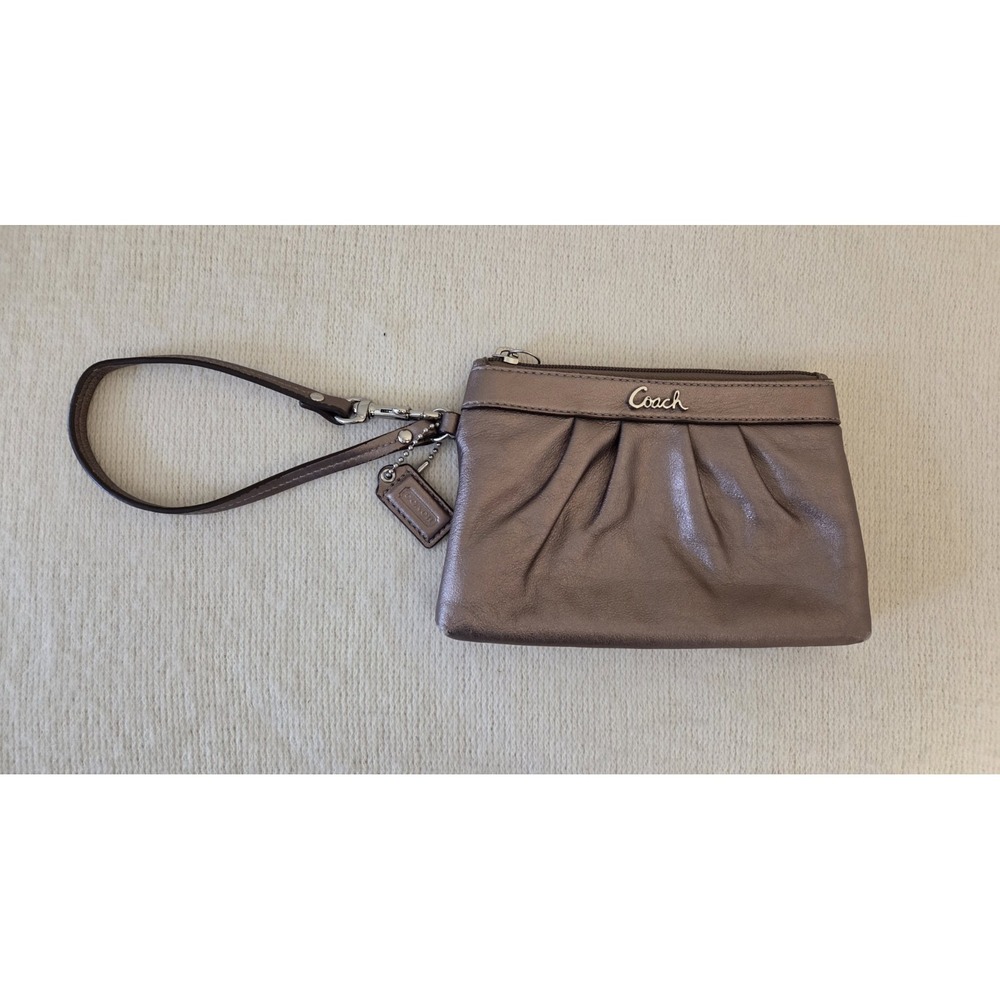 Coach "Ashley" Bronze Leather Pleated Wristlet